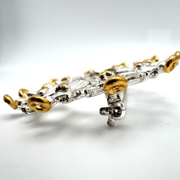 Avon Angel Brooch Pin Wreath Gold Silver Tone Metal Religious Christmas Vintage - Picture 4 of 4